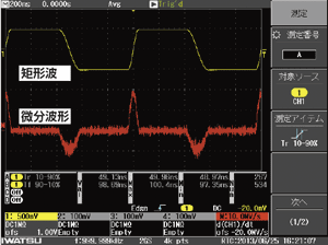针对矩形波(上升:50ns、下降: 100ns)的微分运算波形